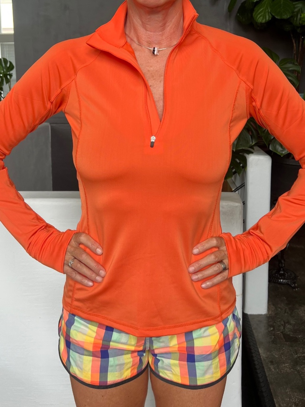 Half Zip Pullover Long Sleeve Run Top, Orange, Size Medium by RunningSkirts